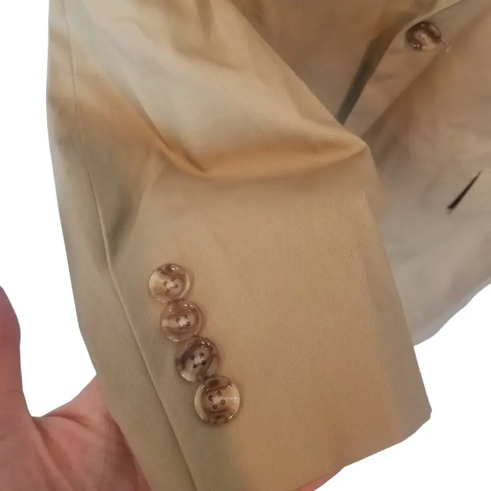 J. Crew Mens Thompson Blazer Size 40 L Tan Cotton Suit Jacket Wedding Guest